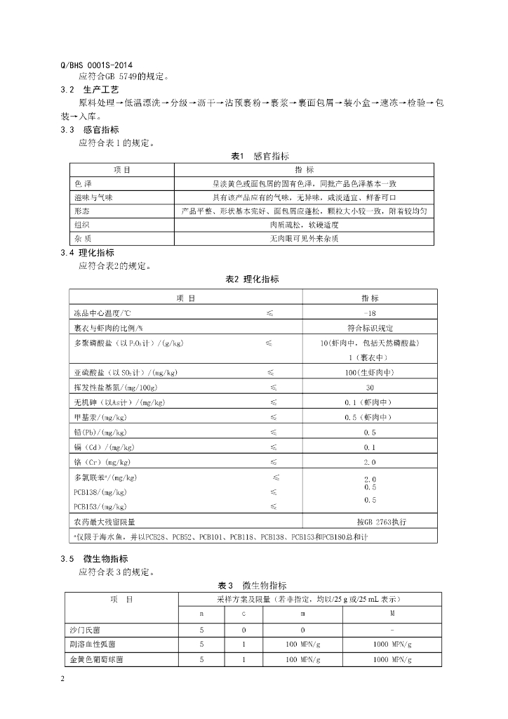Q/BHS 0001S-2014 标准预览