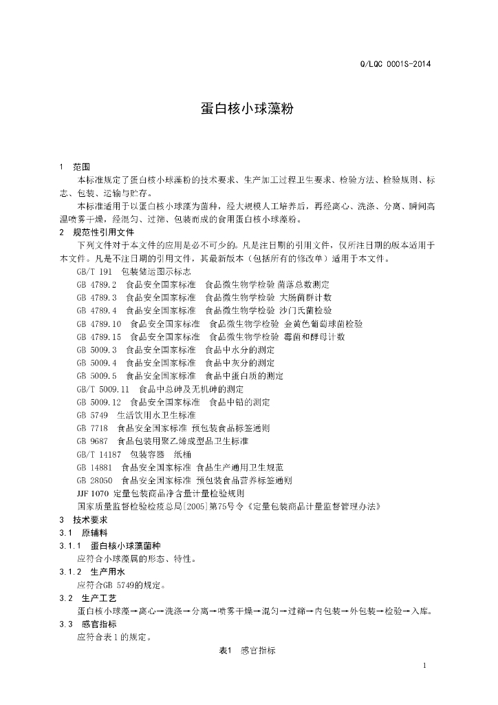 Q/LQC 0001S-2014 标准预览