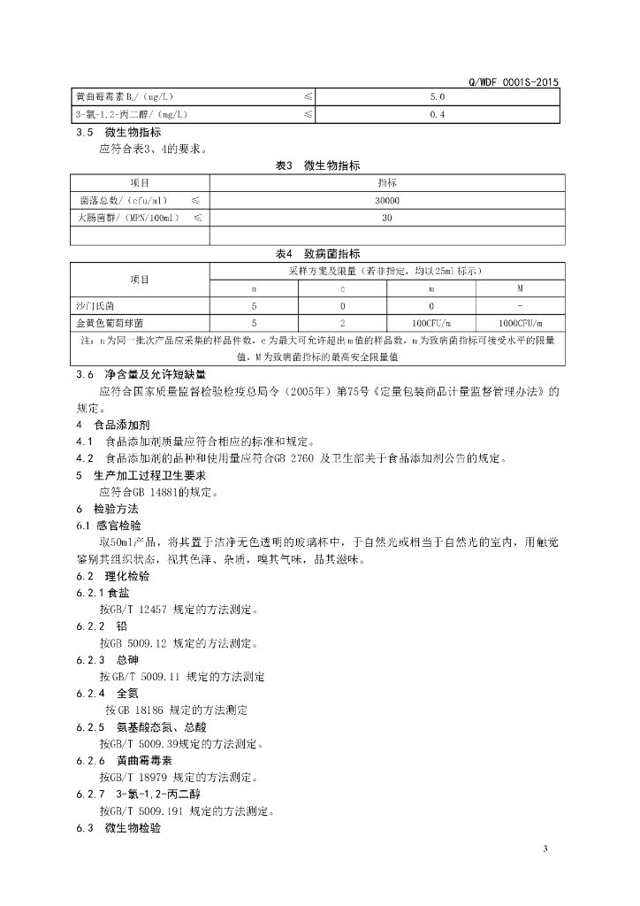 Q/WDF 0001S-2015 标准预览