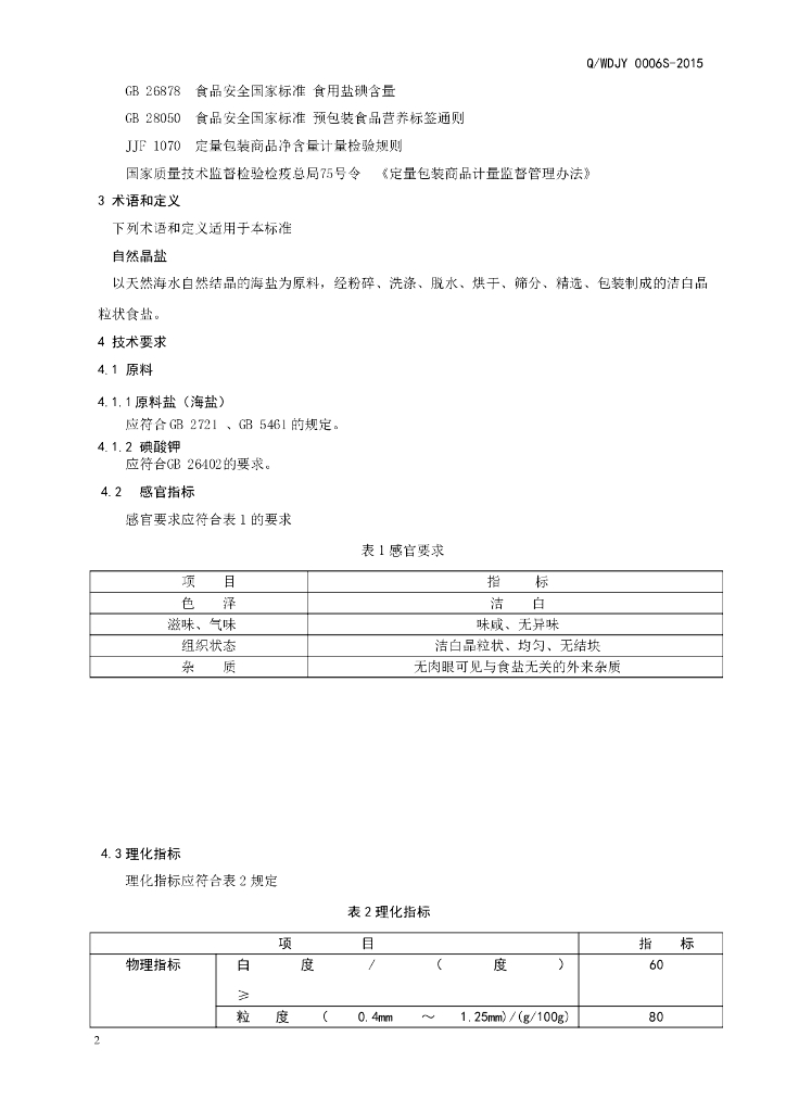 Q/WDJY 0006S-2015 标准预览