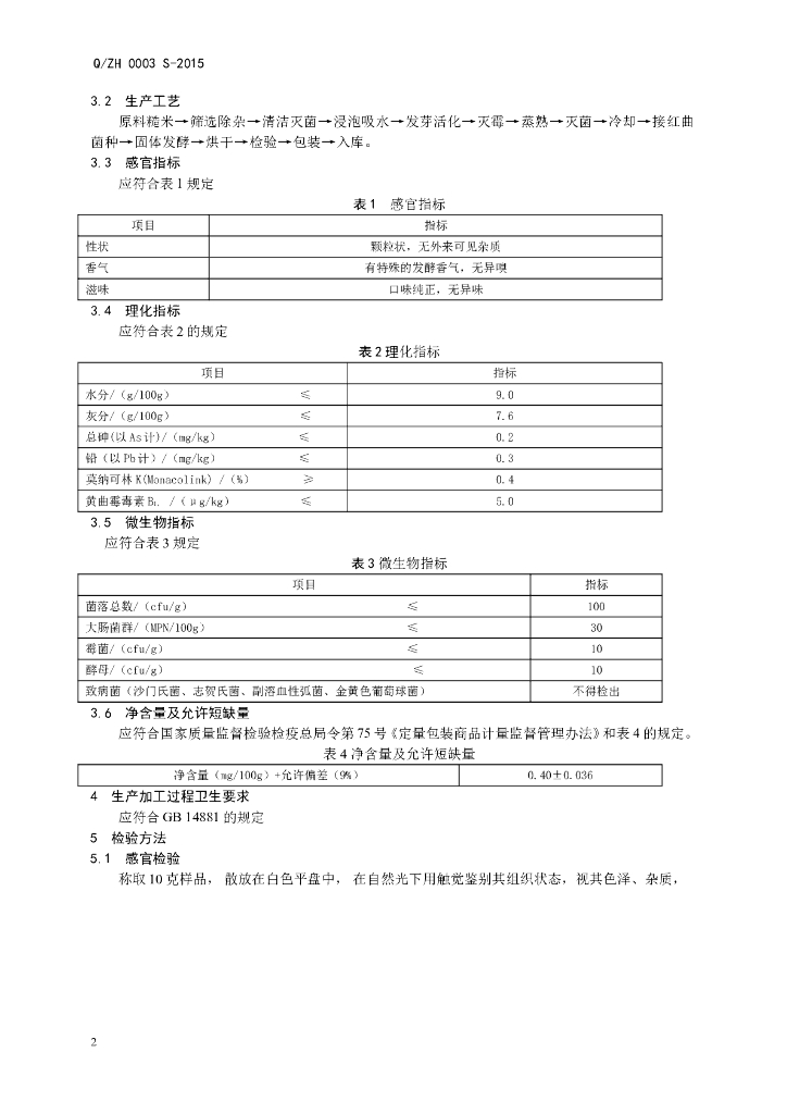 Q/ZH 0003S-2015 标准预览