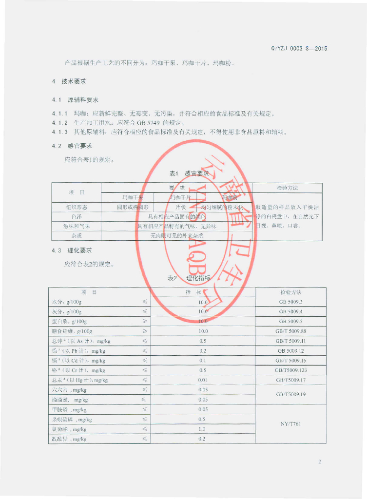 Q/YZJ 0003S-2015 标准预览