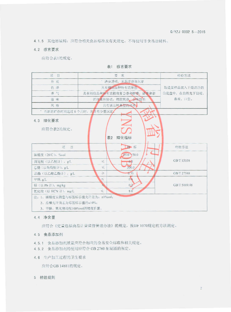 Q/YZJ 0002S-2015 标准预览