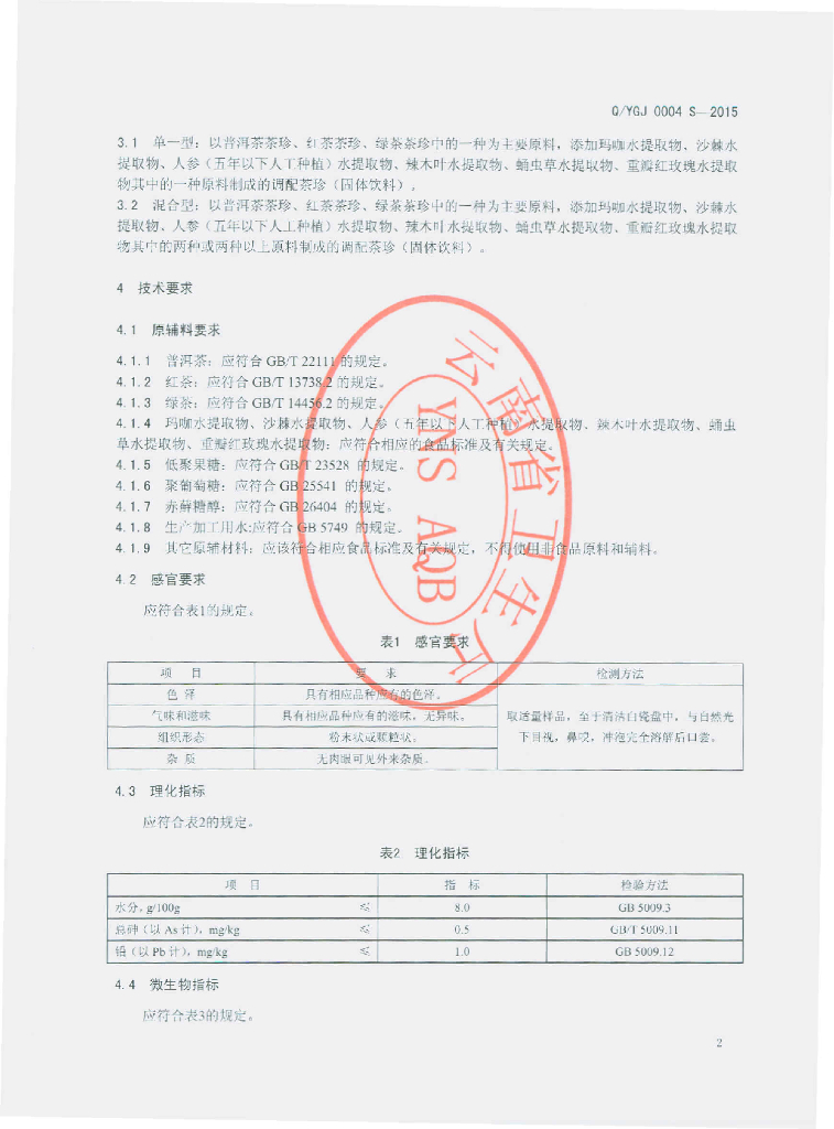 Q/YGJ 0004S-2015 标准预览