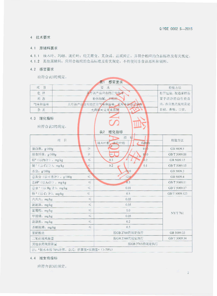 Q/YDE 0002S-2015 标准预览