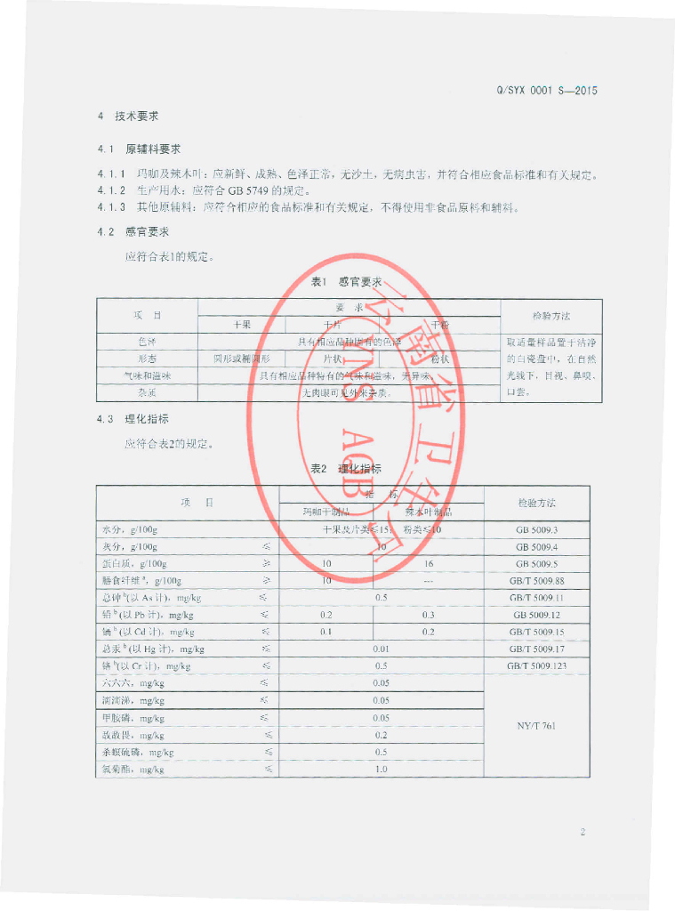 Q/SYX 0001S-2015 标准预览