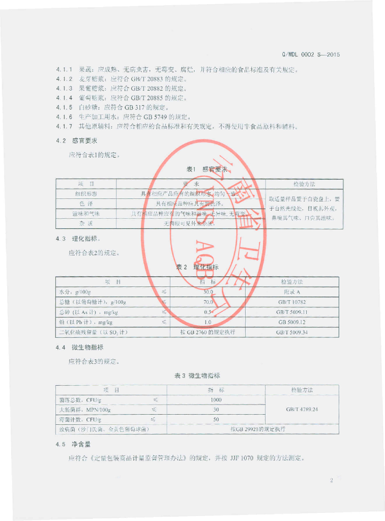 Q/MDL 0002S-2015 标准预览
