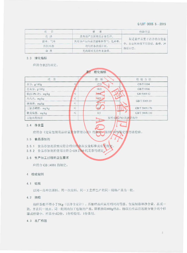 Q/LBT 0005S-2015 标准预览
