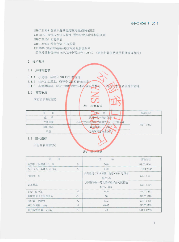 Q/DXX 0001S-2015 标准预览