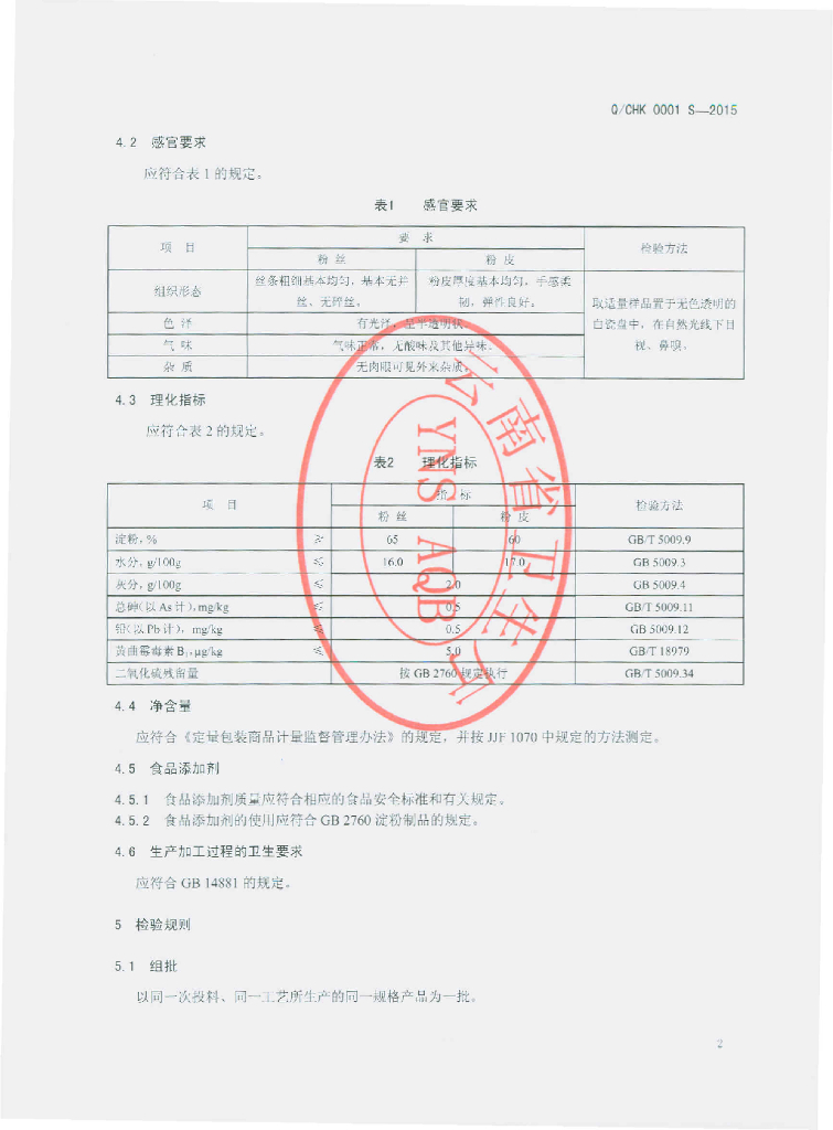 Q/CHK 0001S-2015 标准预览