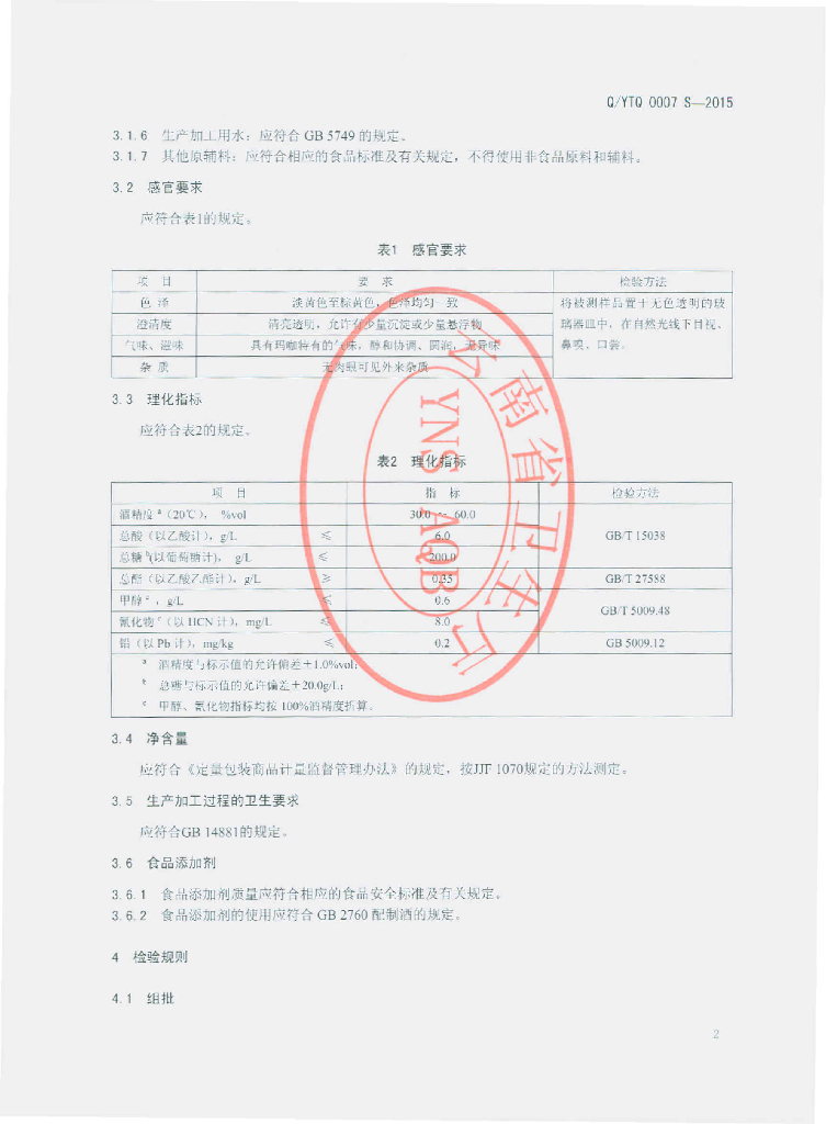 Q/YTQ 0007S-2015 标准预览