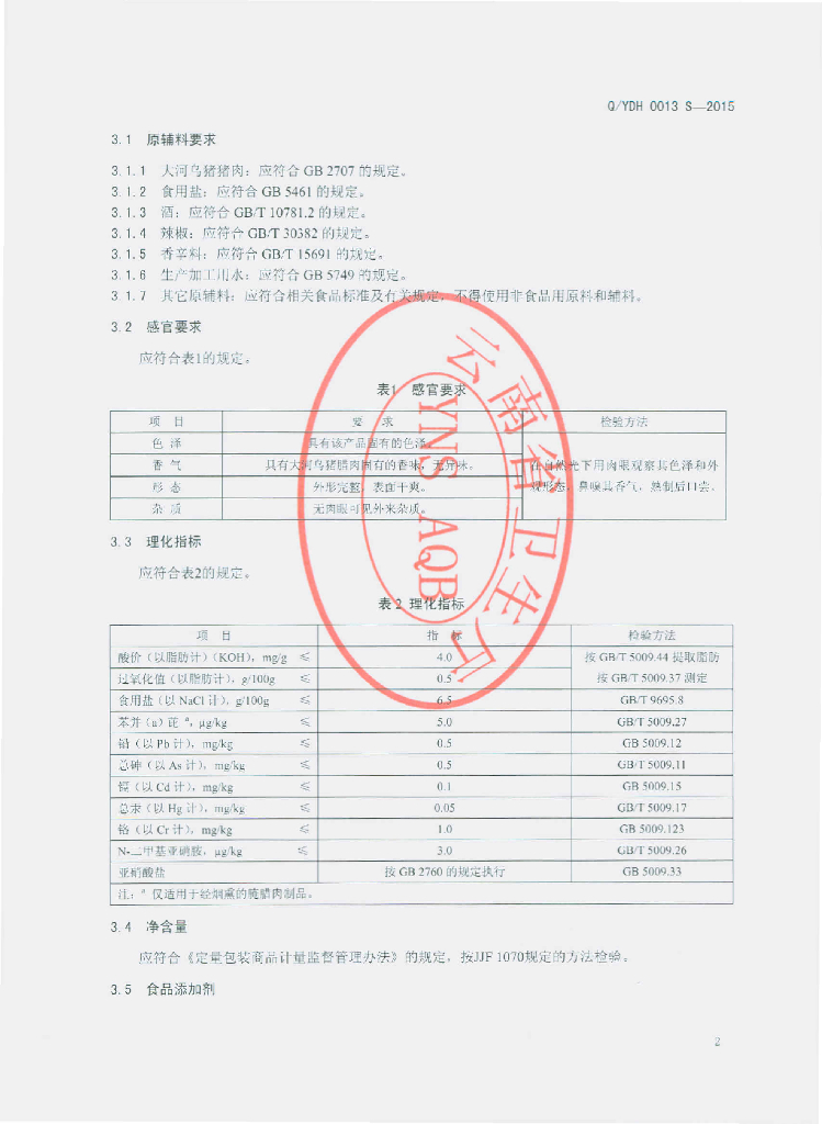 Q/YDH 0013S-2015 标准预览