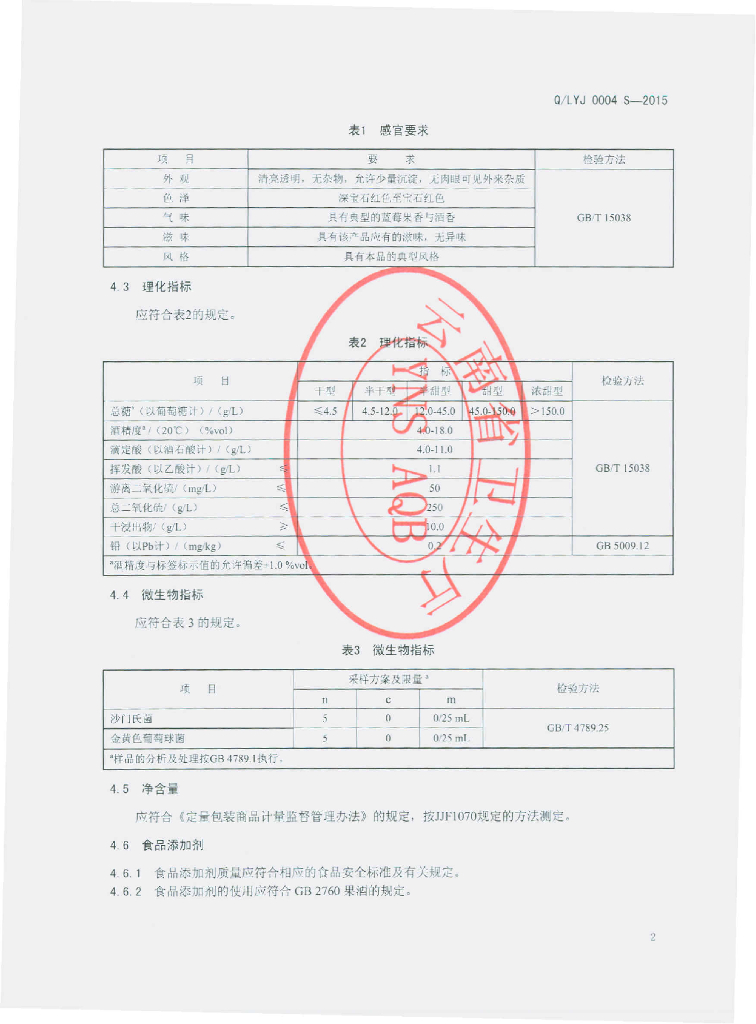 Q/LYJ 0004S-2015 标准预览