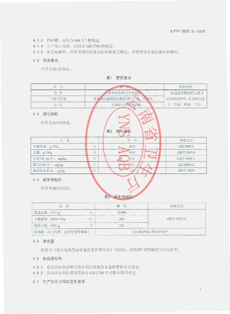 Q/FYY 0002S-2015 标准预览