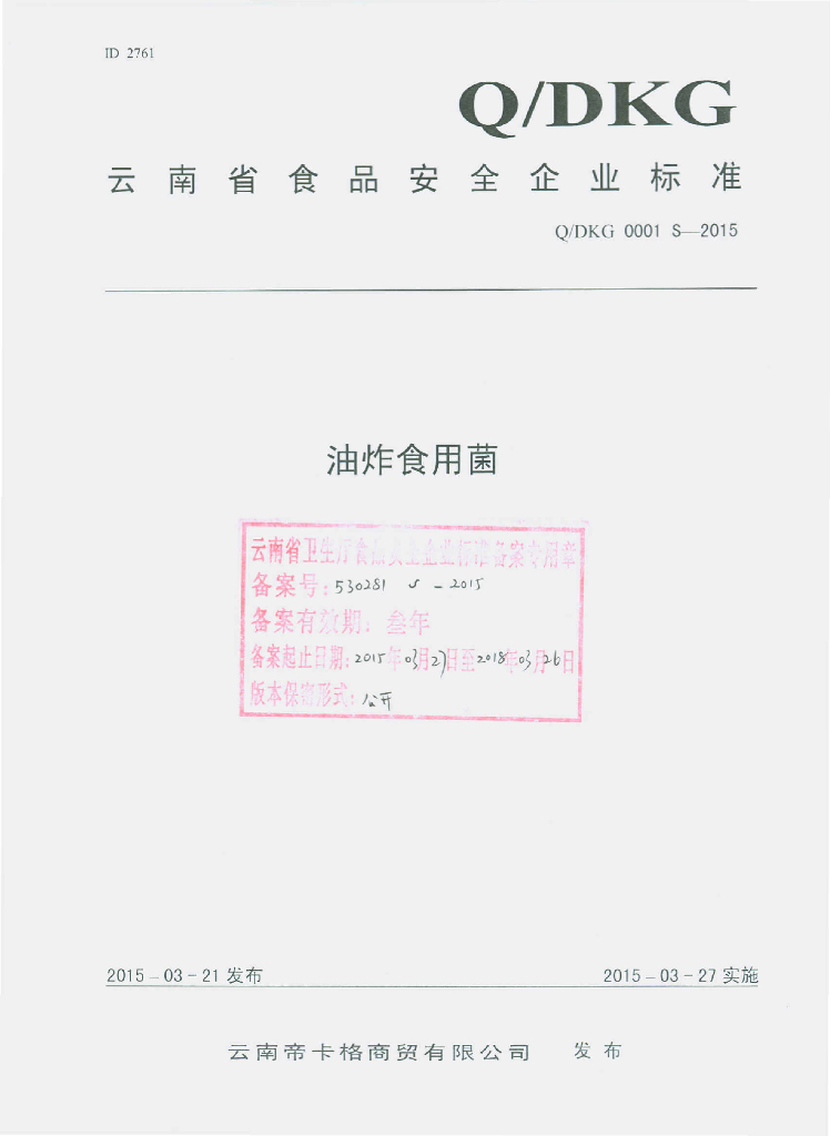 Q/DKG 0001S-2015 标准预览