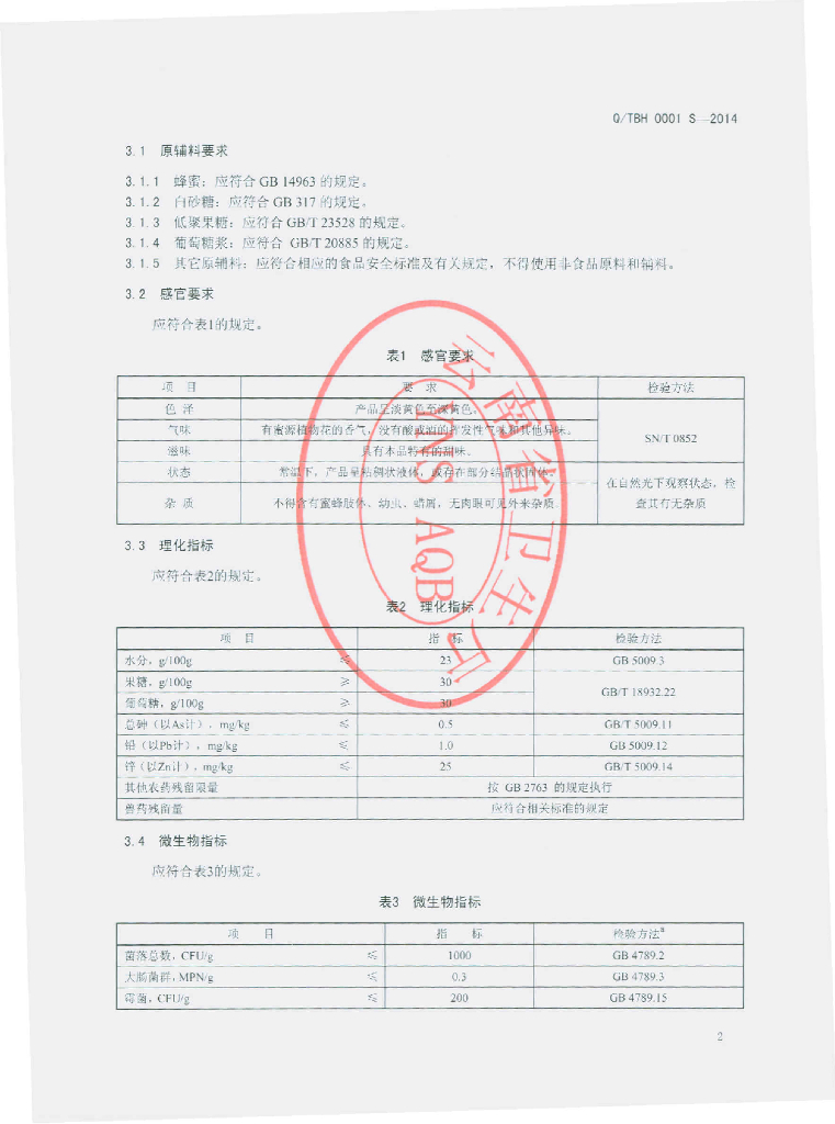 Q/TBH 0001S-2014 标准预览