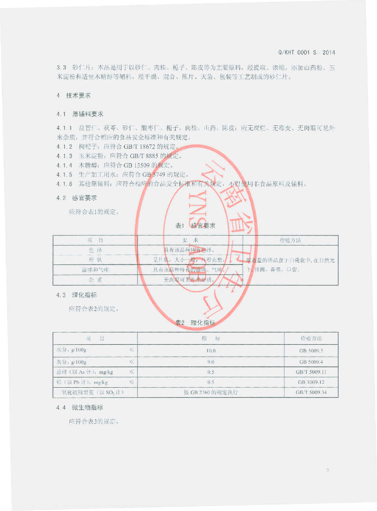 Q/KHT 0001S-2014 标准预览