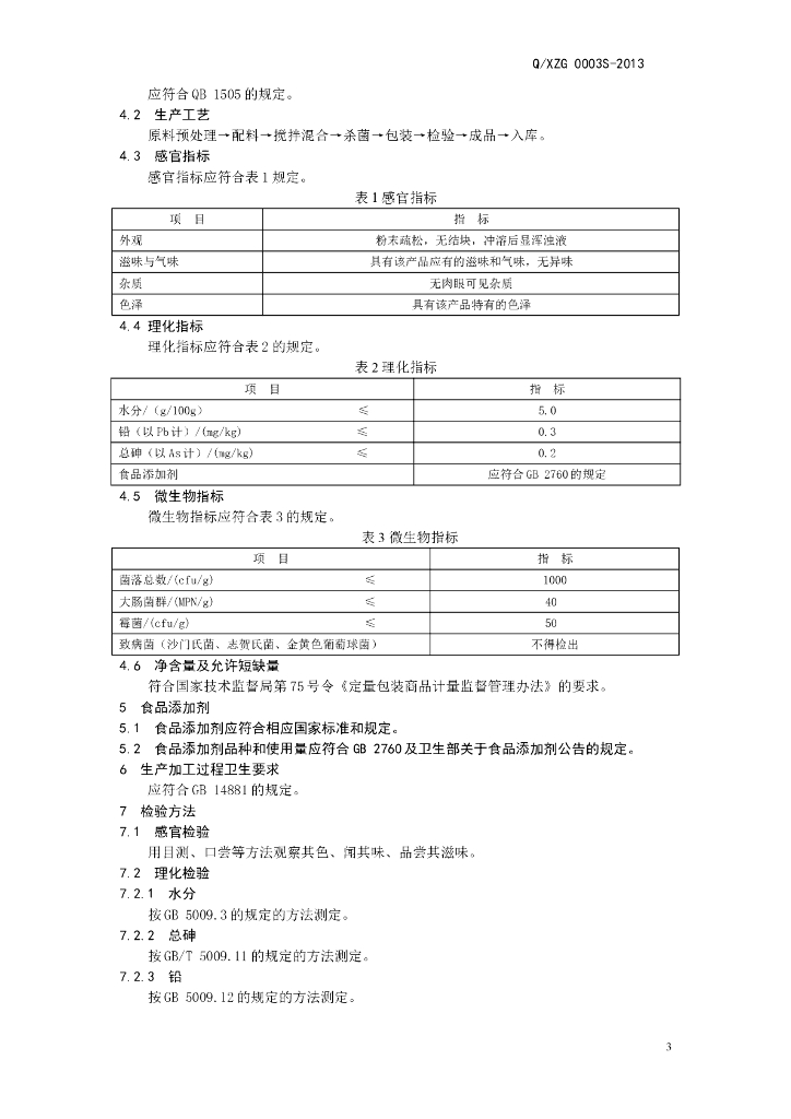 Q/XZG 0003S-2013 标准预览