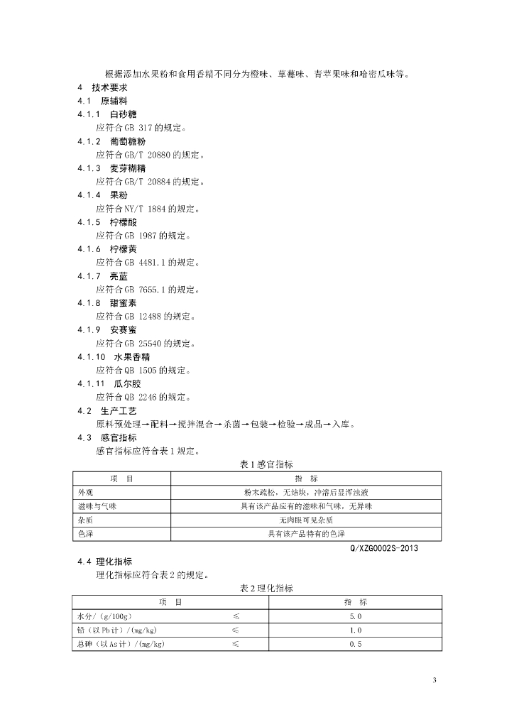 Q/XZG 0002S-2013 标准预览