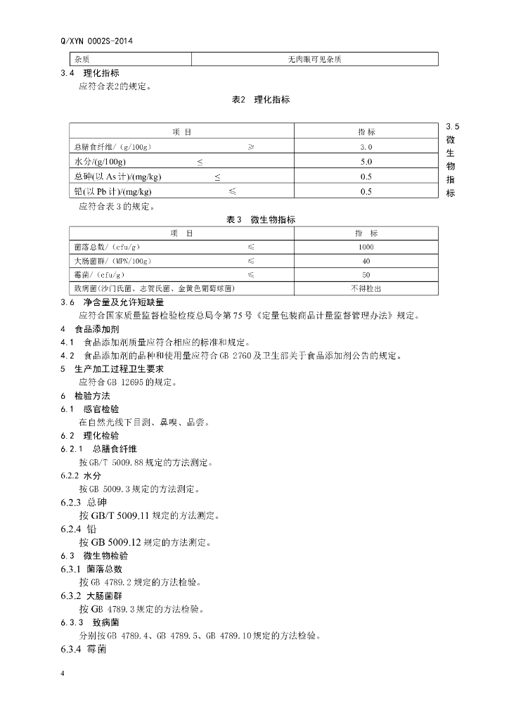 Q/XYN 0002S-2014 标准预览