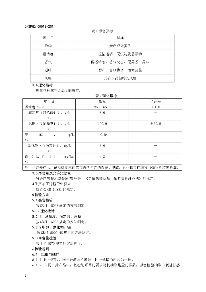 Q/SPMG 0001S-2014 标准预览