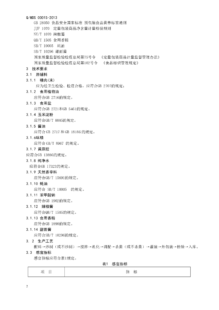 Q/MDS 0001S-2013 标准预览