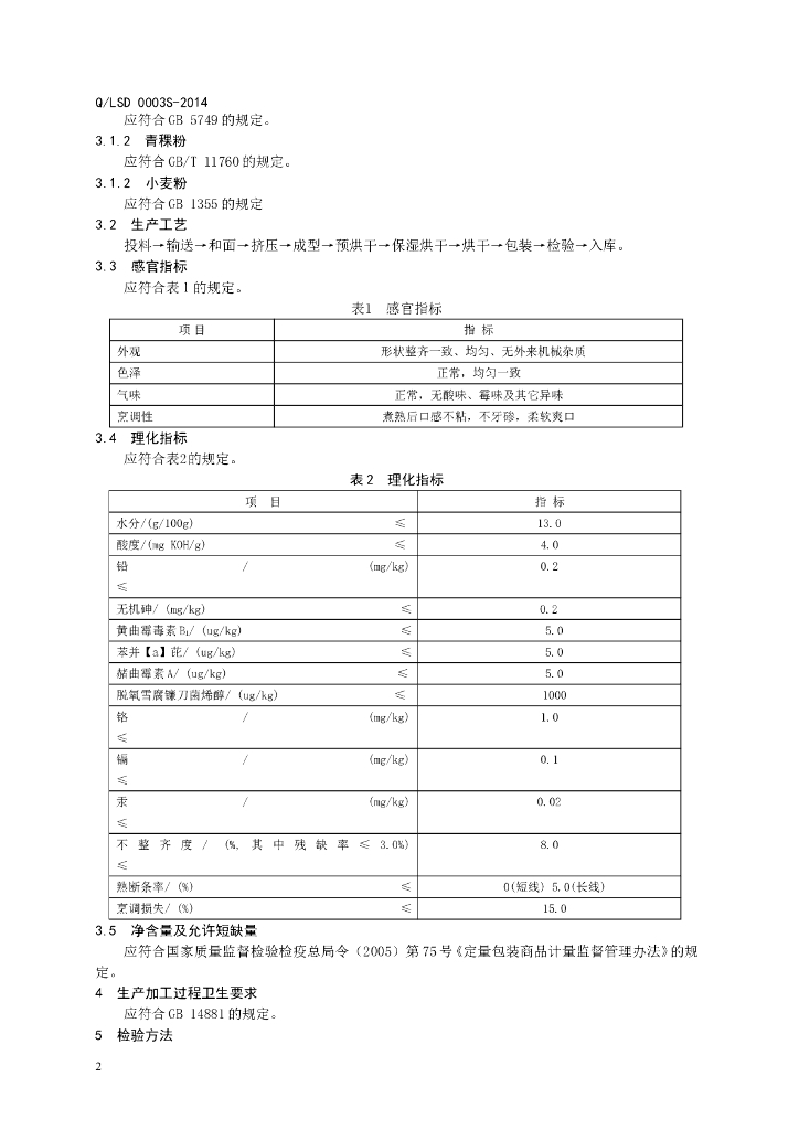 Q/LSD 0003S-2014 标准预览