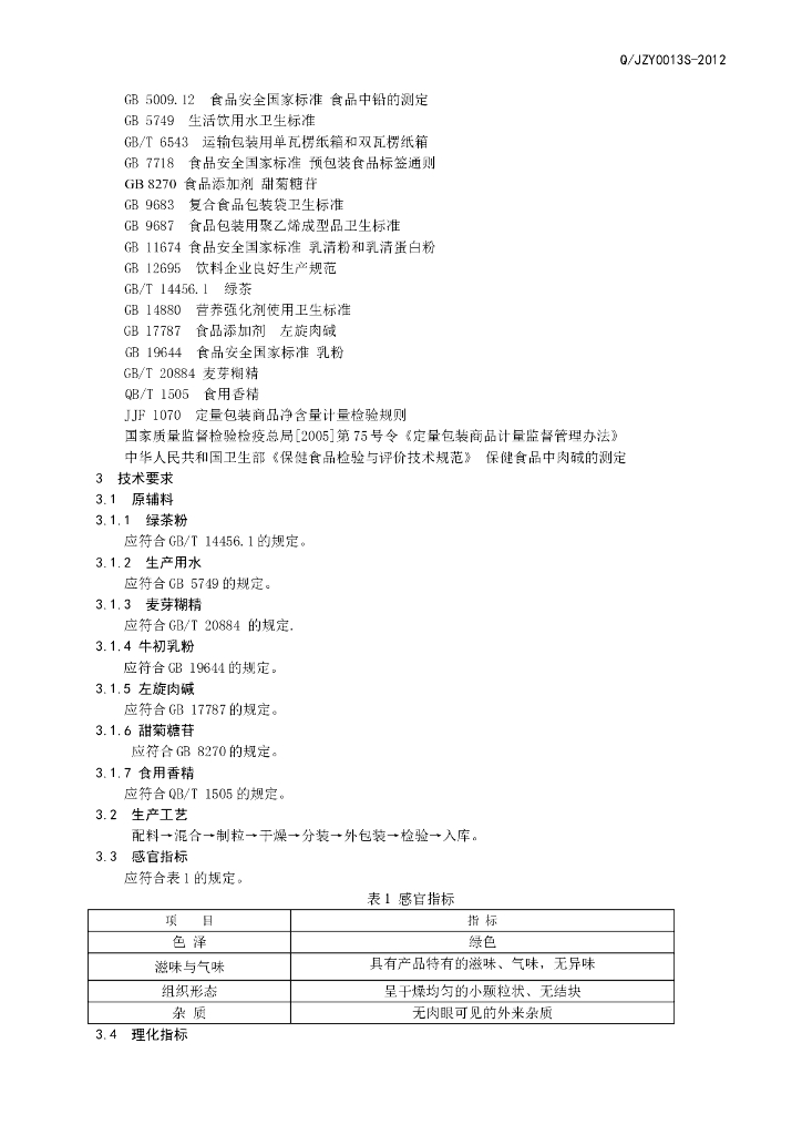 Q/JZY 0013S-2013 标准预览