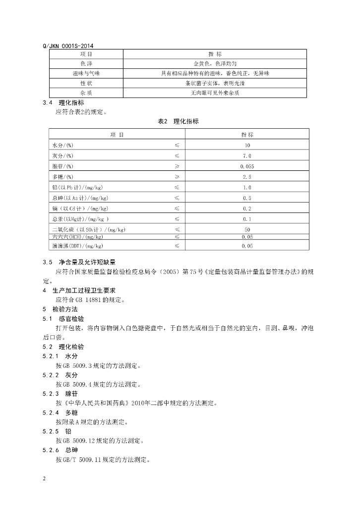 Q/JKN 0001S-2014 标准预览
