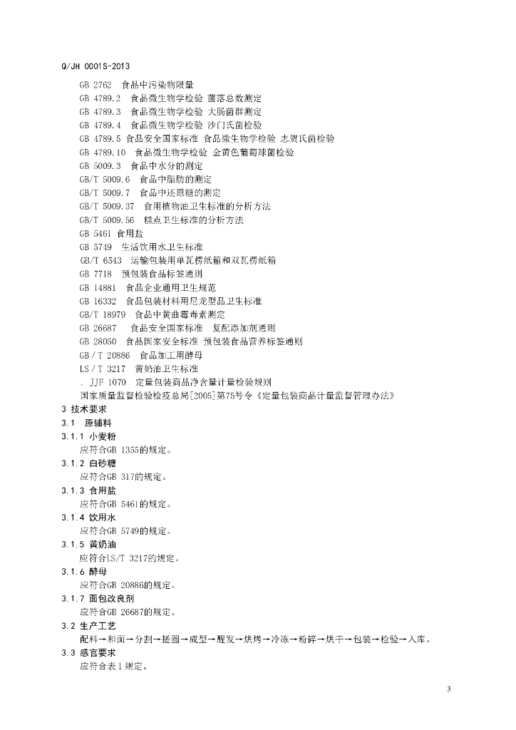 Q/JH 0001S-2013 标准预览