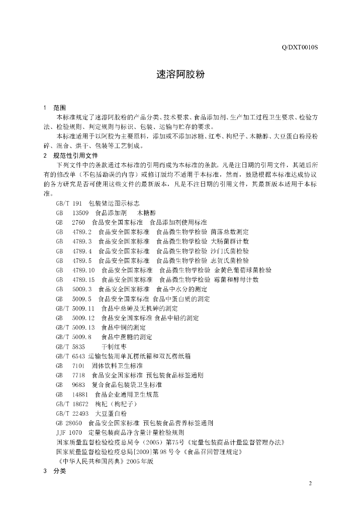 Q/DXT 0010S-2014 标准预览
