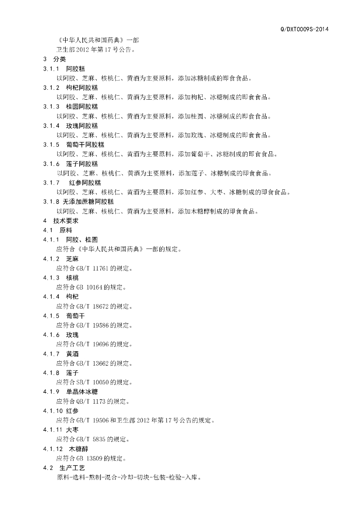 Q/DXT 0009S-2014 标准预览