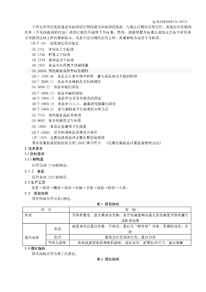 Q/BJSP 0001S-2013 标准预览