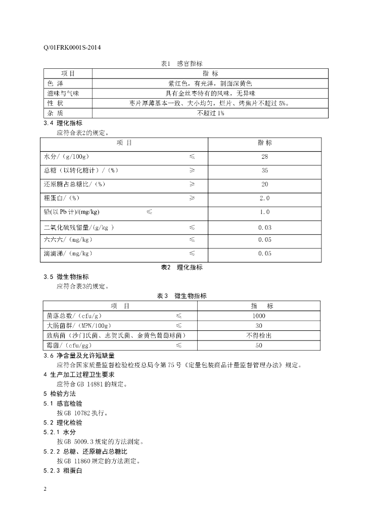 Q/01FRK 0001S-2014 标准预览