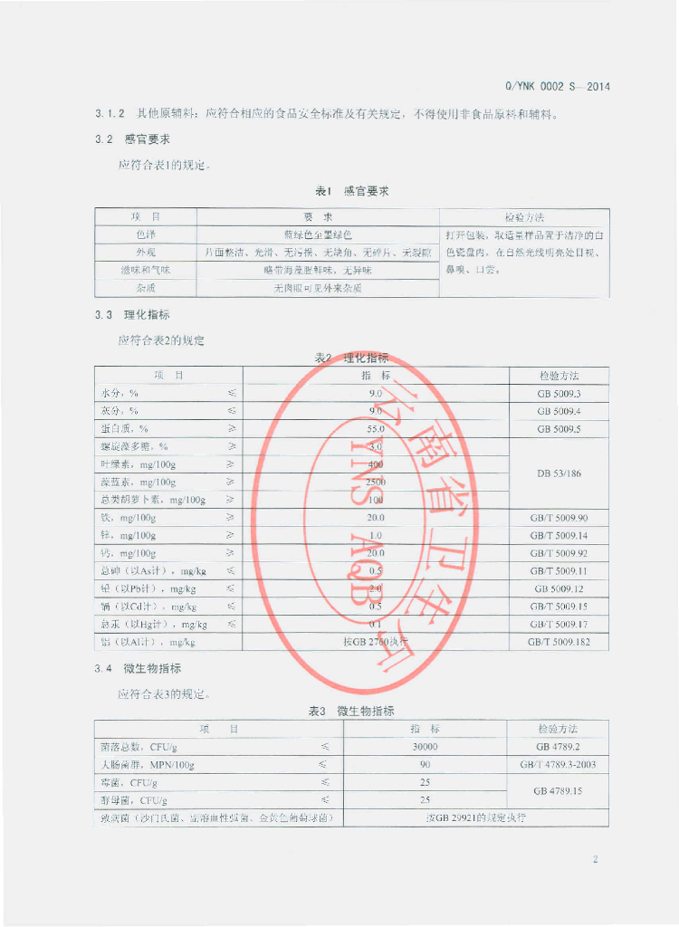 Q/YNK 0002S-2014 标准预览