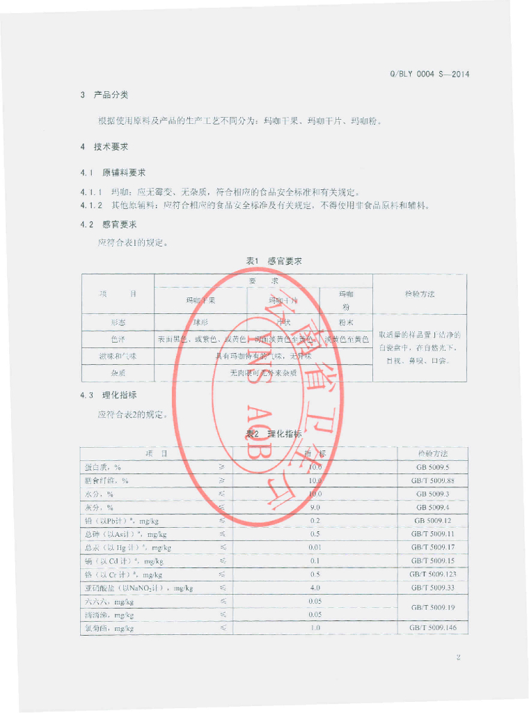 Q/BLY 0004S-2014 标准预览