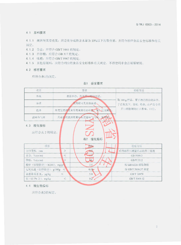 Q/YKJ 0003-2014 标准预览