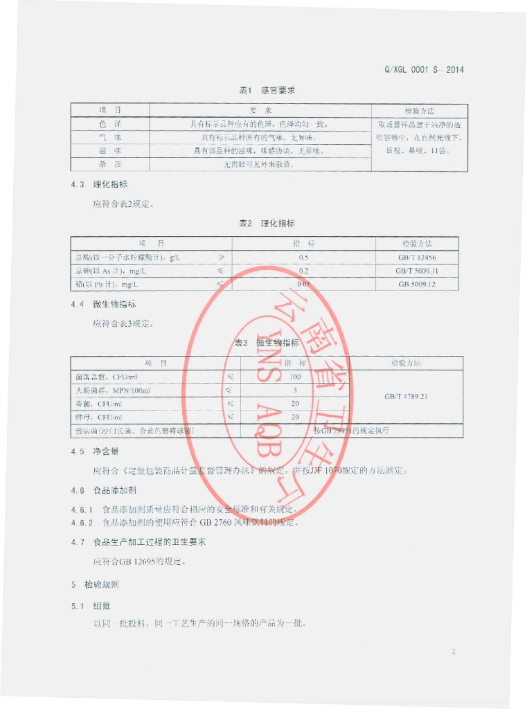 Q/XGL 0001S-2014 标准预览