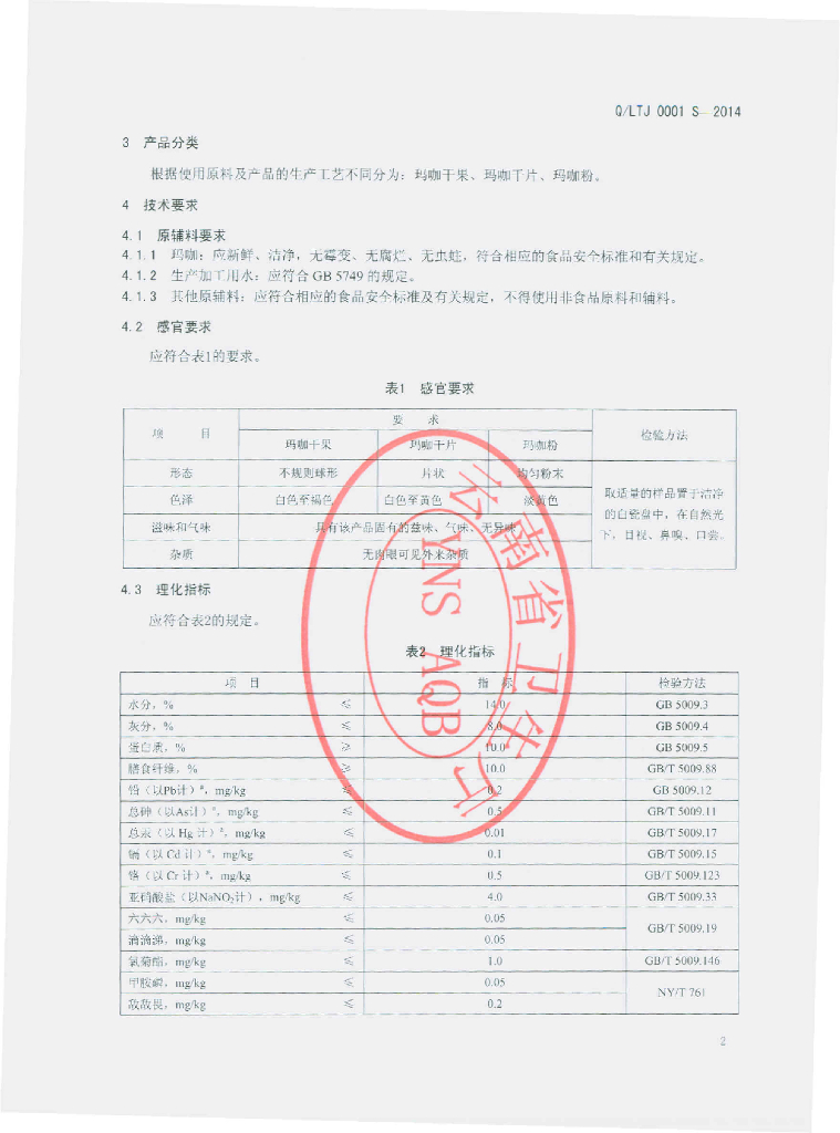 Q/LTJ 0001S-2014 标准预览
