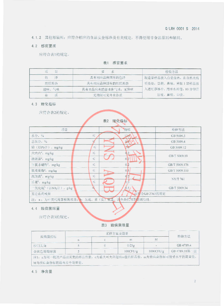Q/LRH 0001S-2014 标准预览