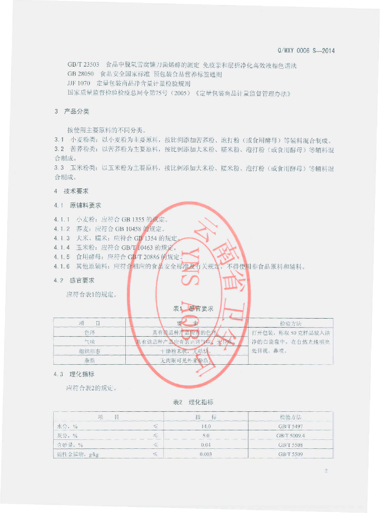 Q/WXY 0006S-2014 标准预览