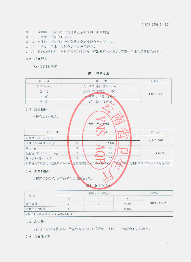 Q/KDH 0002S-2014 标准预览