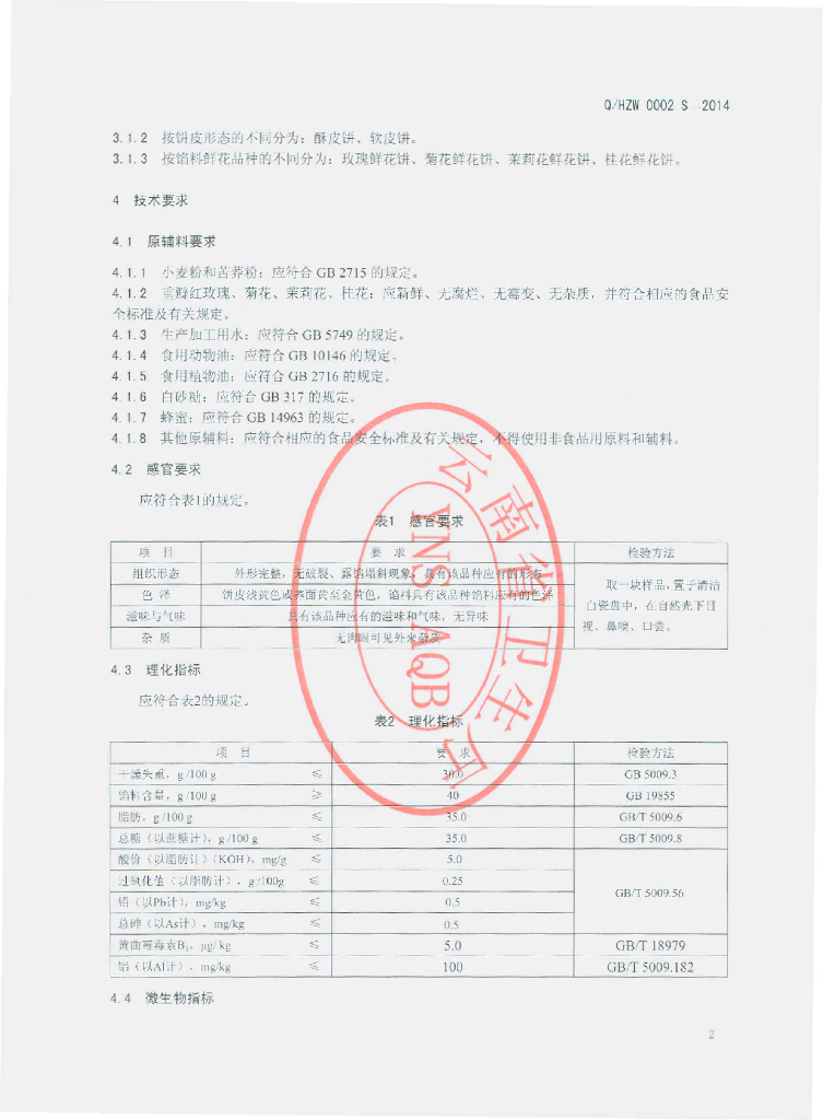 Q/HZW 0002S-2014 标准预览