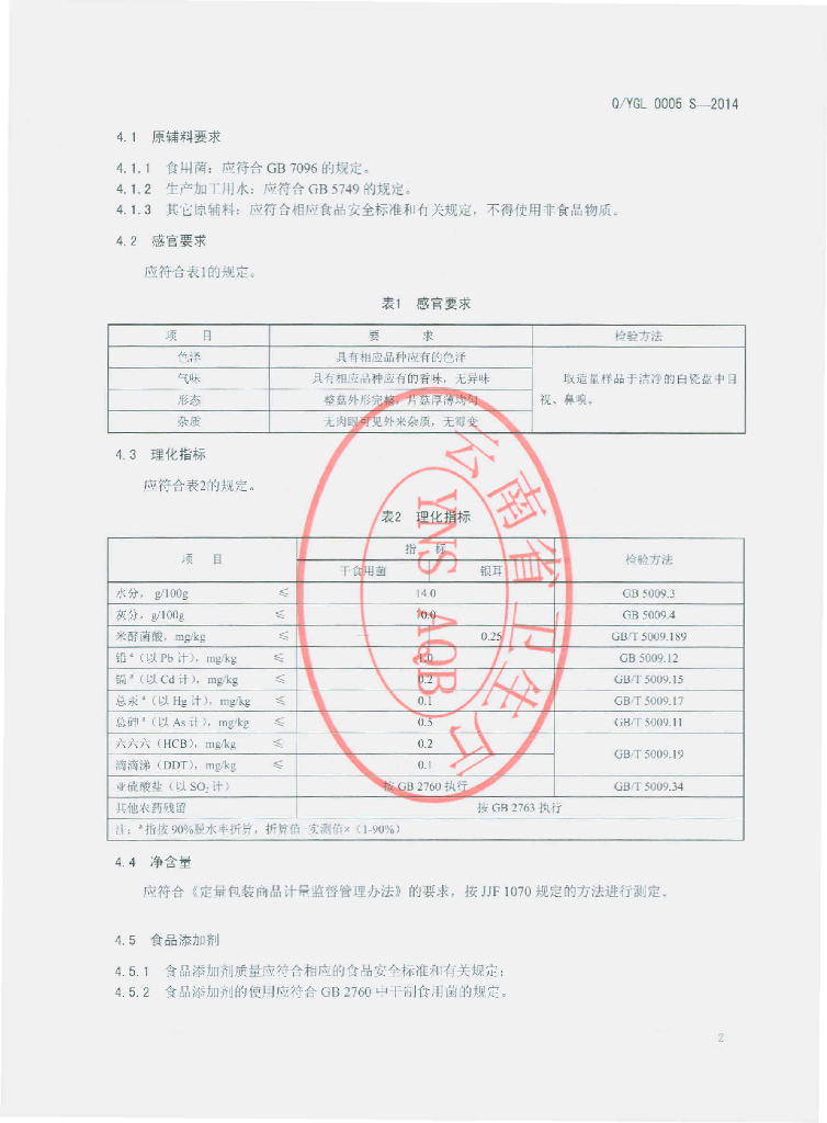 Q/YGL 0005S-2014 标准预览