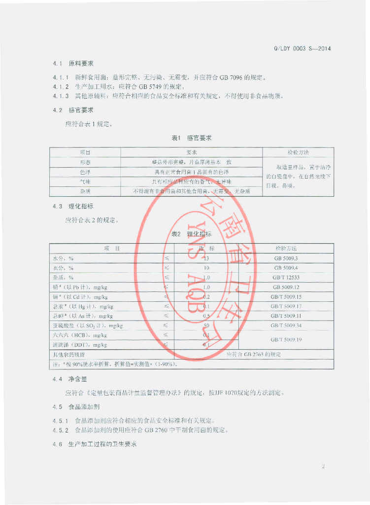 Q/LDY 0003S-2014 标准预览