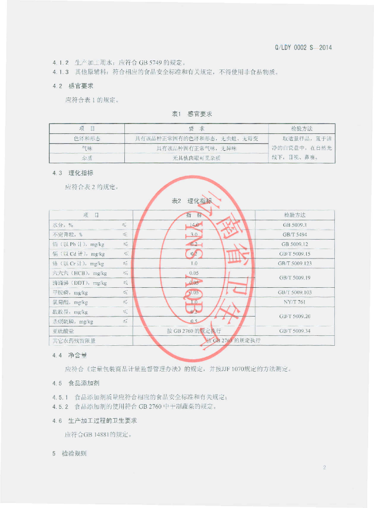 Q/LDY 0002S-2014 标准预览