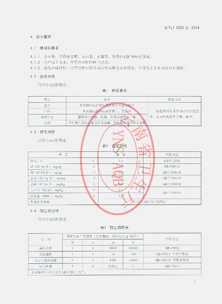 Q/YLT 0003S-2014 标准预览