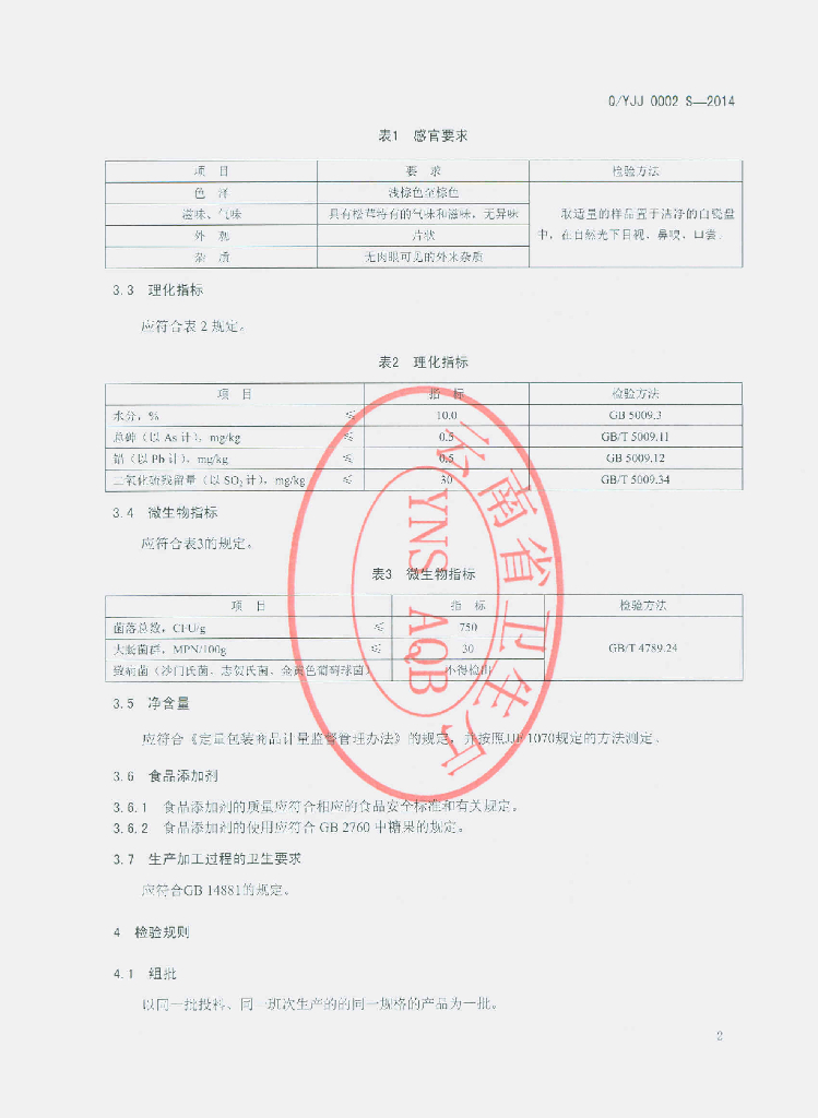 Q/YJJ 0002S-2014 标准预览