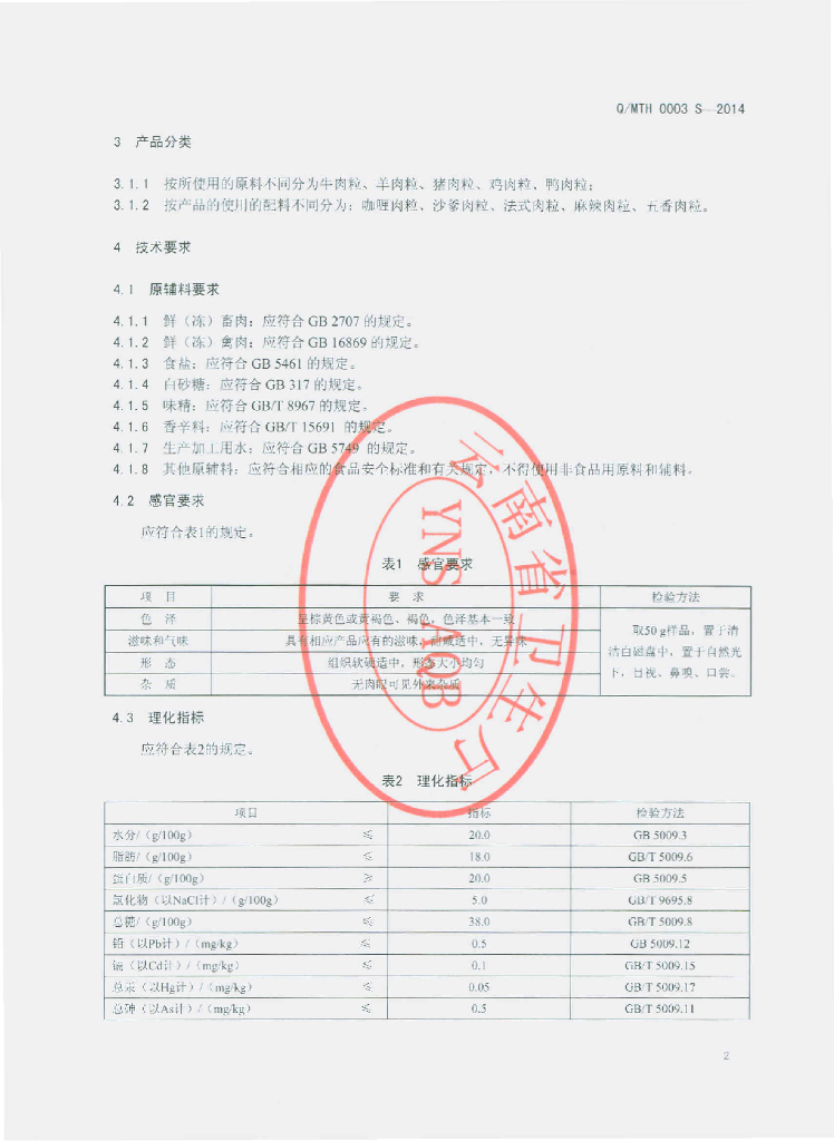 Q/MTH 0003S-2014 标准预览