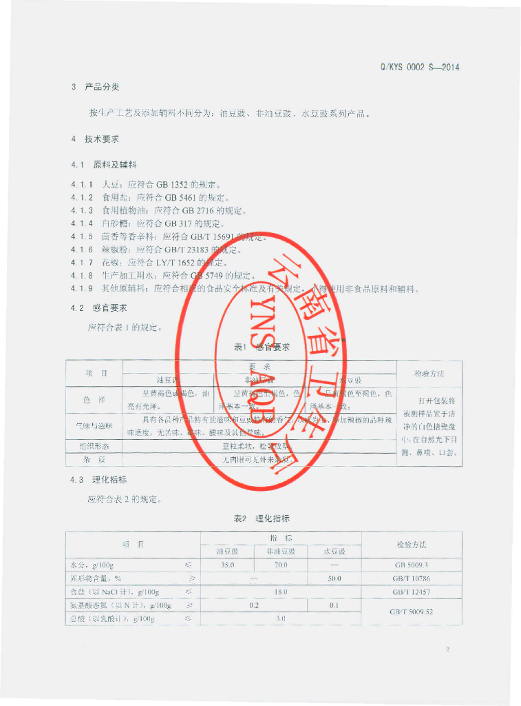 Q/KYS 0002S-2014 标准预览